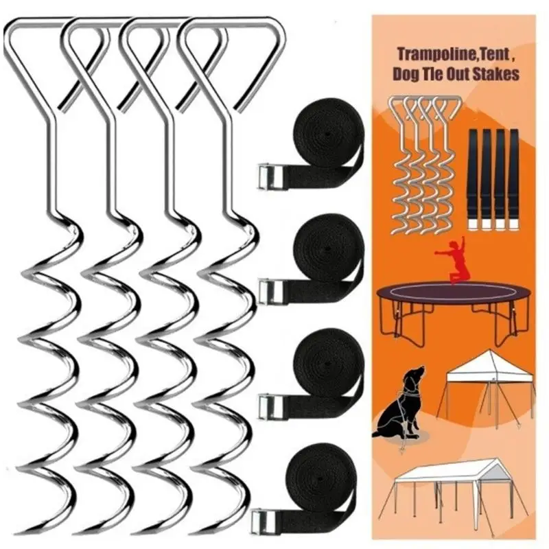 Robuste Bodenhaltepfähle für Trampoline und Gartengeräte, verzinkter Stahl, 15,8 Zoll D2RD – Detail 10