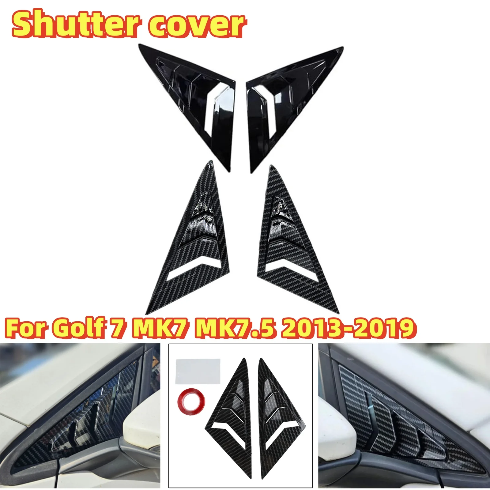 

2pcs car Shutter Cover Rear Window Louver Shutter Cover For Golf 7 MK7 MK7.5 2013-2019 Side Vent Trim ABS car Accessories