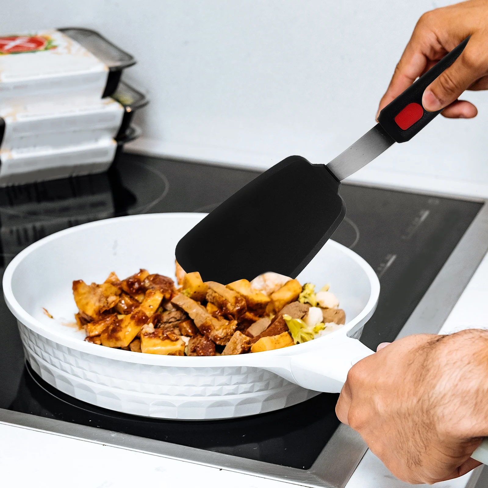 

2 шт., набор силиконовых кухонных лопаток с антипригарным покрытием, поворотник для яиц, блинов, термостойкая гибкая посуда, лопаточки