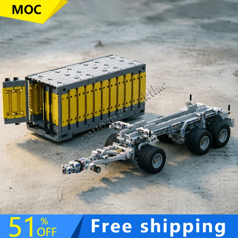 1001Parts MOC City Engineering Skeleton Turntable TrailerModel Technology Building Blocks Creative Children Toys Birthday Gifts