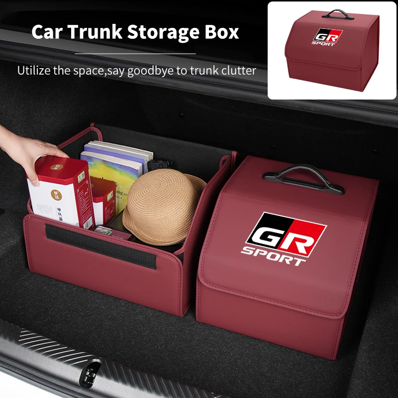 Car Trunk Storage Box Organizer Stowing Tidying Container Bag For Toyota GR GAZOO RACING Prado Yaris Hilux Corolla Prius Auris