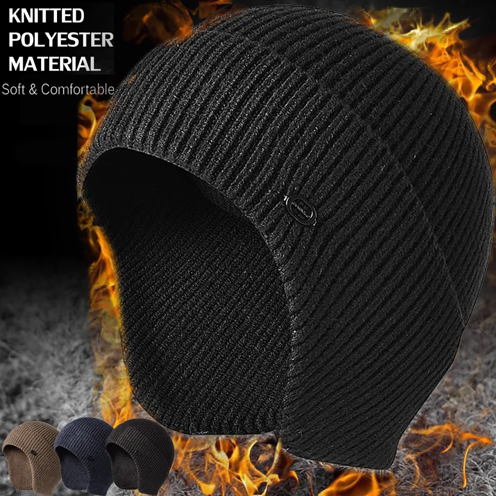 

Ear Protection Winter Earmuff Cap Men Outdoor Running Ski Knitted Hat Warm Skullies Beanies Women Windproof Earflaps Bonnet Hats