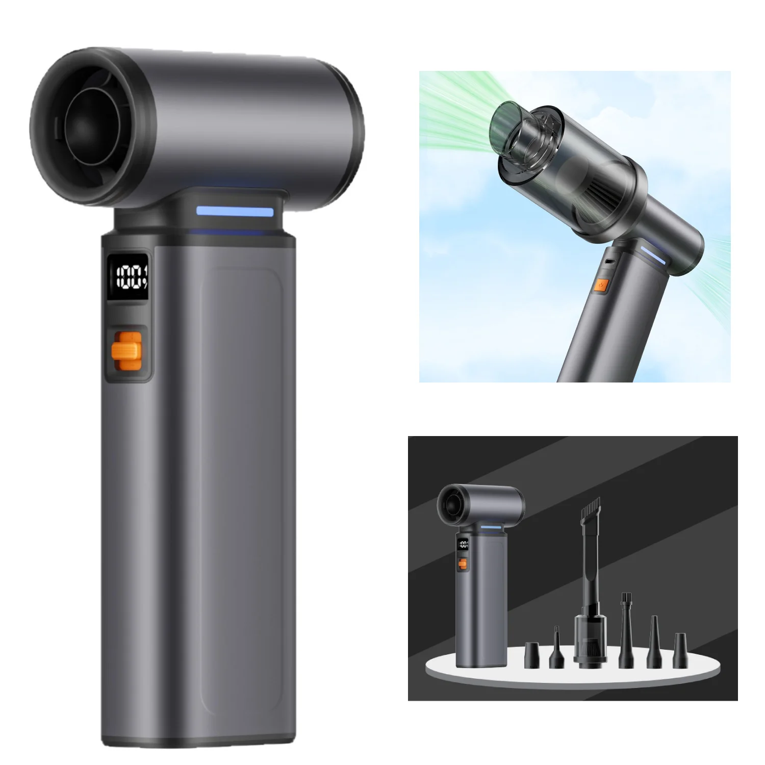 

Портативный турбовентилятор F1V, пылесос с воздухом 130000 об/мин, бесщеточный турбовентилятор, сильный ветер с регулируемой скоростью 100 передач