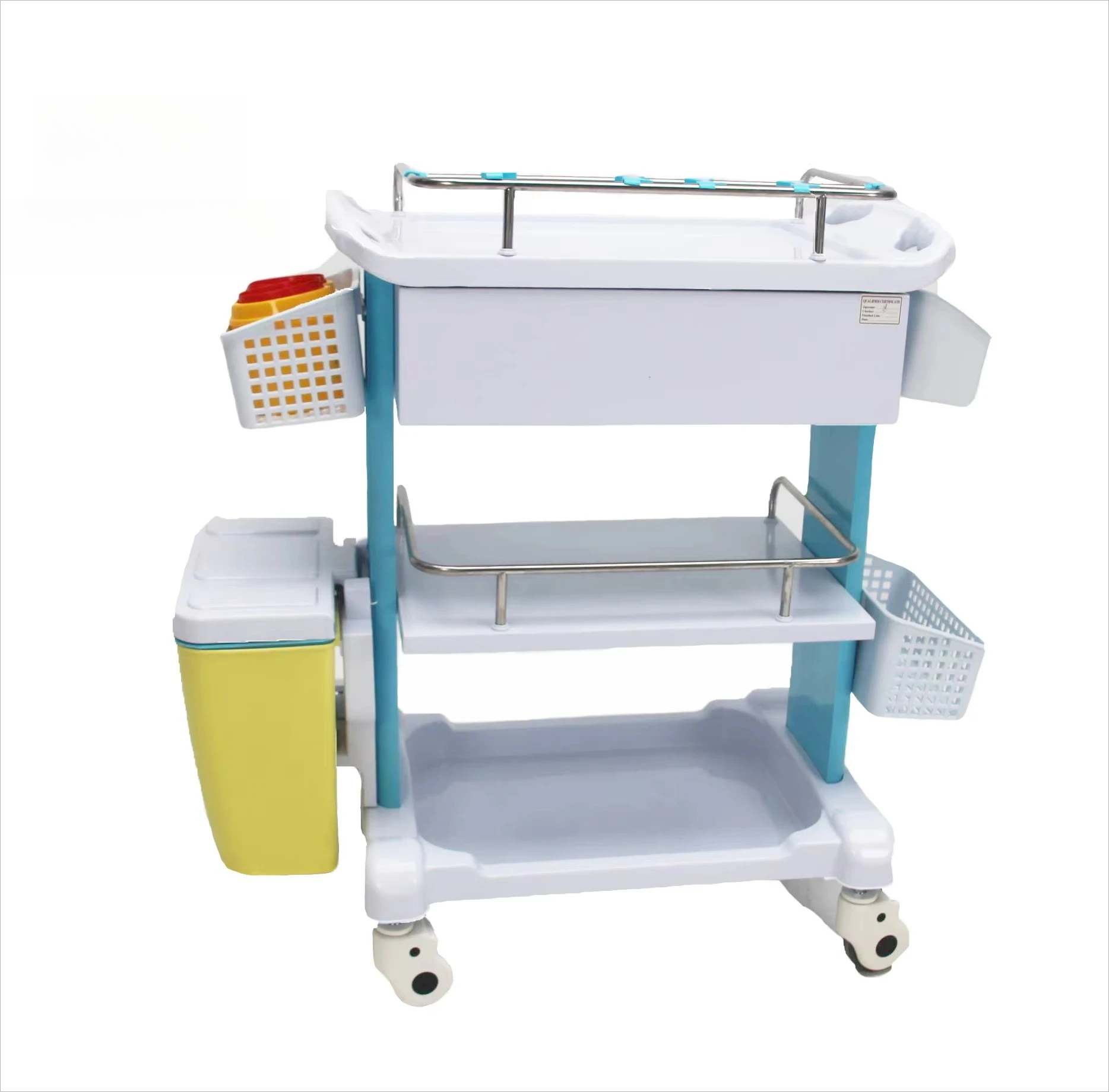 Medical Economical Anti-lock Braking System Multi-function Vehicle Portable Clinic Color Storage Car with Drawers with Trash Ca