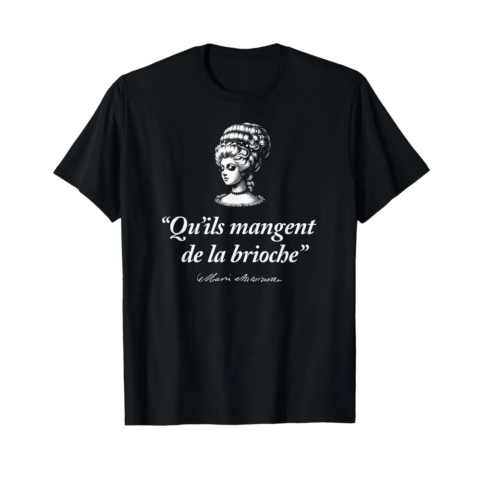 Camiseta vintage de brioche con estampado de Marie Antoinette, estilo streetwear unisex, transpirable, elástica y elegante.