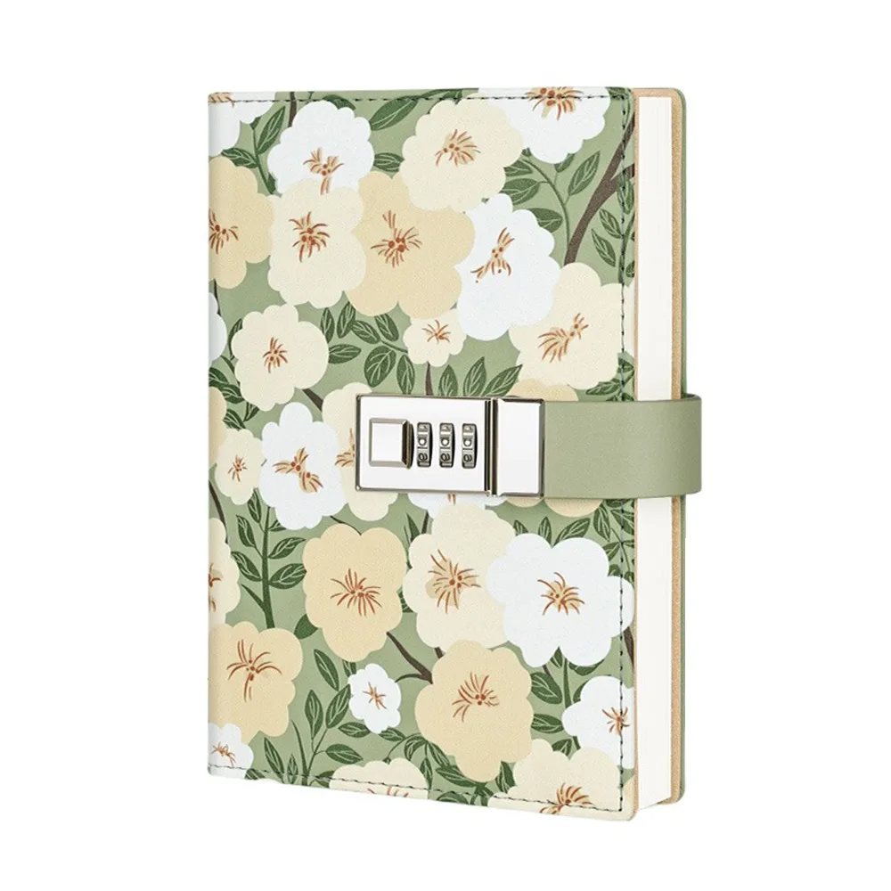 

Fashion 224 Pages B6 Notebook Thickened Printed Pattern Diary Book PU Leather Waterproof Password Book with Lock Writing Diary