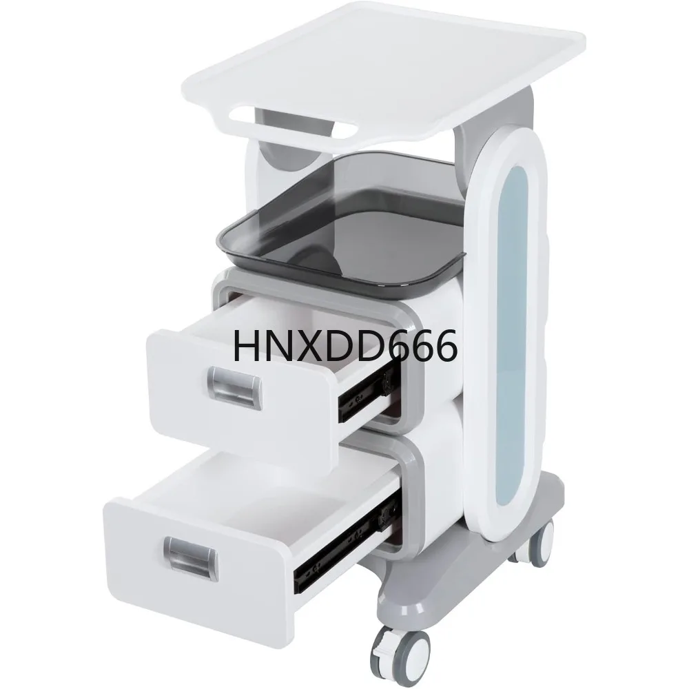 

Medical Trolley Cart with 2 Drawers, Mobile Ultrasound Rolling Cart with Wheels and Trays, 150 LBS MAX Load Utility Storage Trol