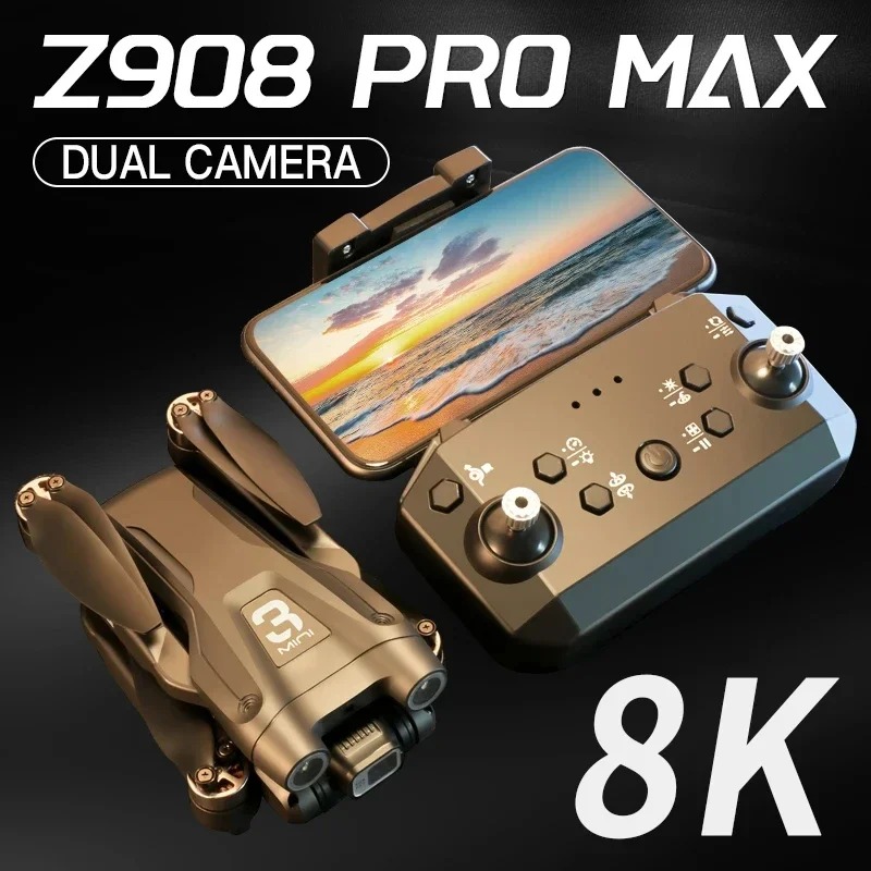 

New Z908 PRO Remote Control 150° ESC 1080P Dual Camera Drone Brushless Motor Headless Mode 50x Zoom Gravity Sensing, 3 Batteries