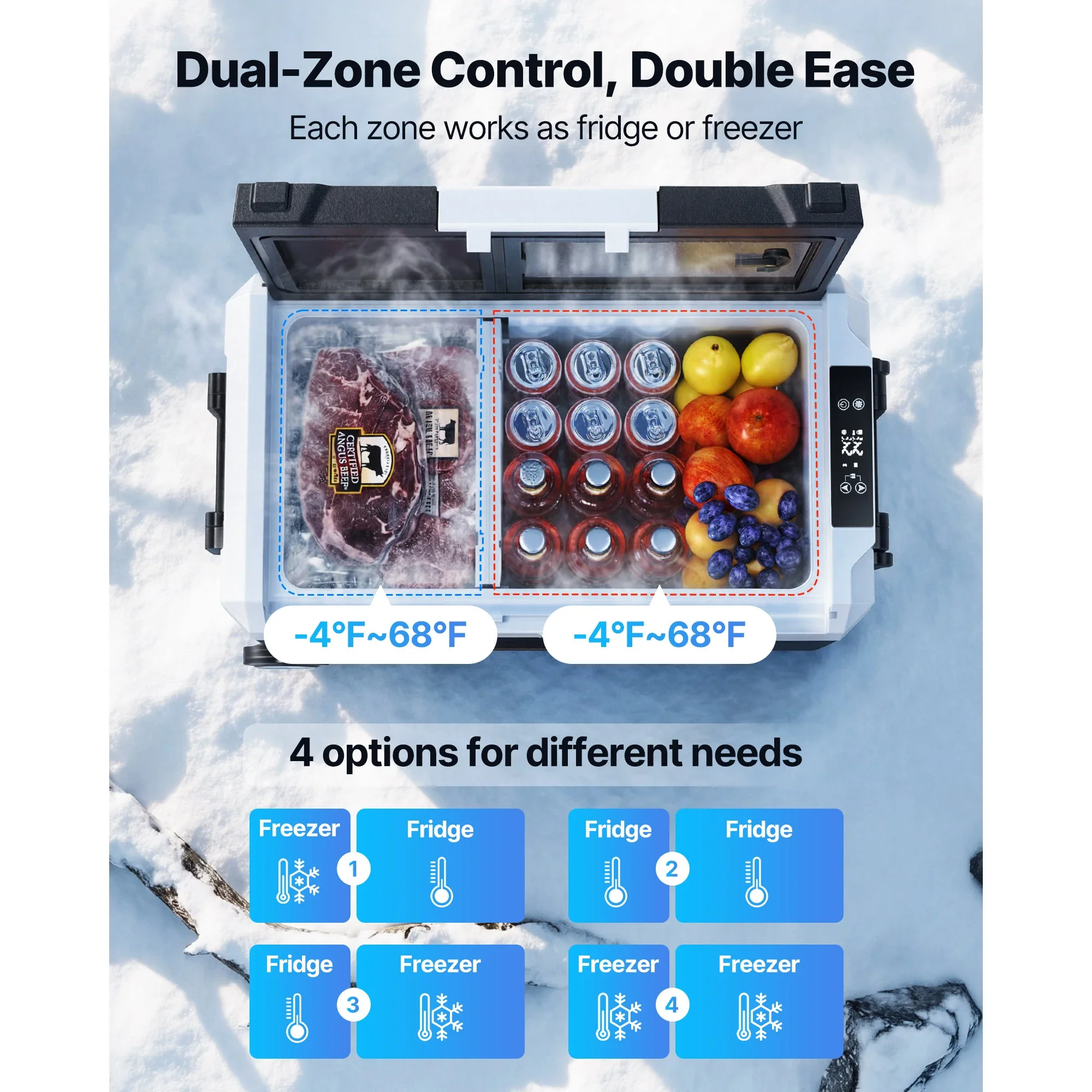 35L 45L 55L -4°F to 68°F APP Control Portable Foldable Wheel Car Compressor Refrigerator Freezer for Camping Picnics
