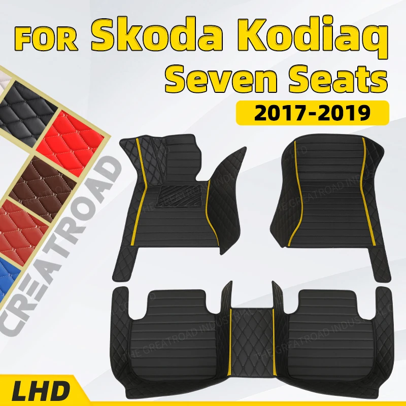 

Custom Car Floor Mats For Skoda Kodiaq Seven Seats 2017 2018 2019 Auto Foot Pads Automobile Carpet Cover Interior Accessories