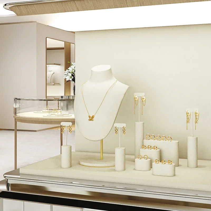 Light luxury jewelry display rack, rings, earrings, necklaces, ultra-fine fiber display props, showcase display rack