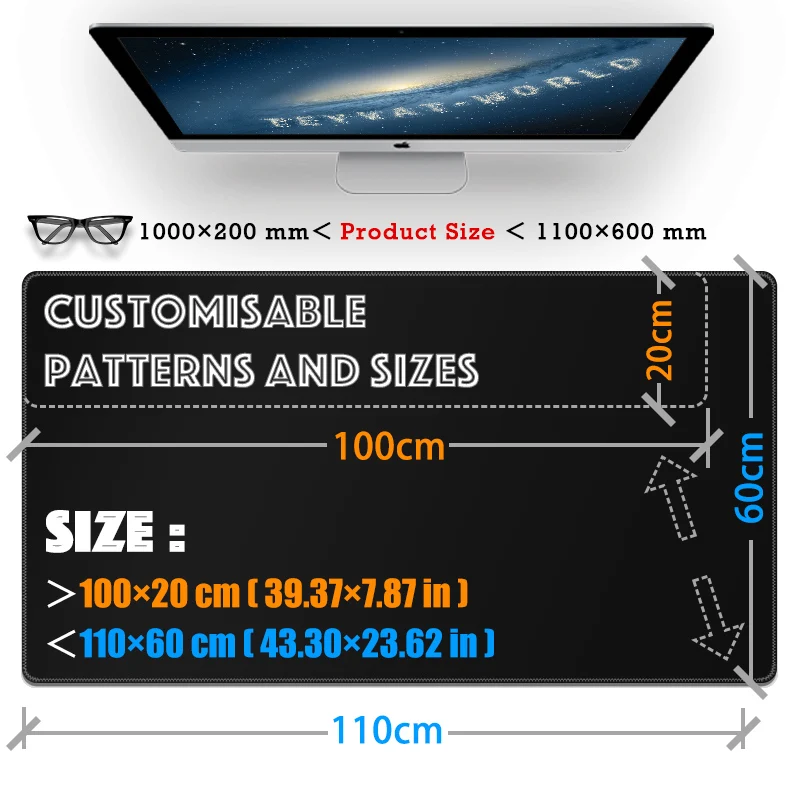 

Custom Mousepad XXL Extra Long Mouse Pad | 101-110cm x 20-60cm Custom Size | Personalised Gaming Mouse Pads