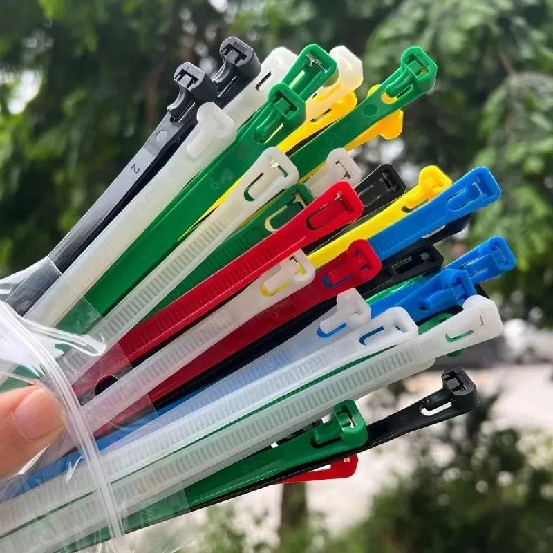 100-1000PCS Binder Lock Straps Nylon Cable Ties Releasable Self-locking Reusable Zip Ties Adjustable Loose Slipknot Organizer