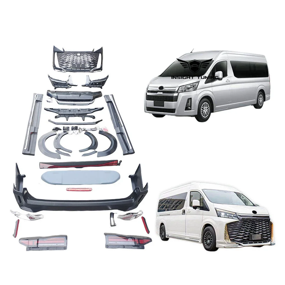 2024 New Arrival Kaiser Crown Car Bumpers LED Lights Spoiler Bodykit 2019-2023 for  Hiace Body Kit