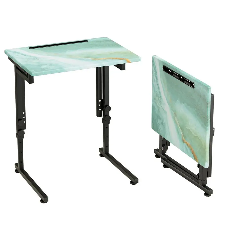 

TV Tray Table,Adjustable TV Dinner Table with Sturdy MDF Top,Eating Trays for Living Room with No Assembly Required Sea Blue