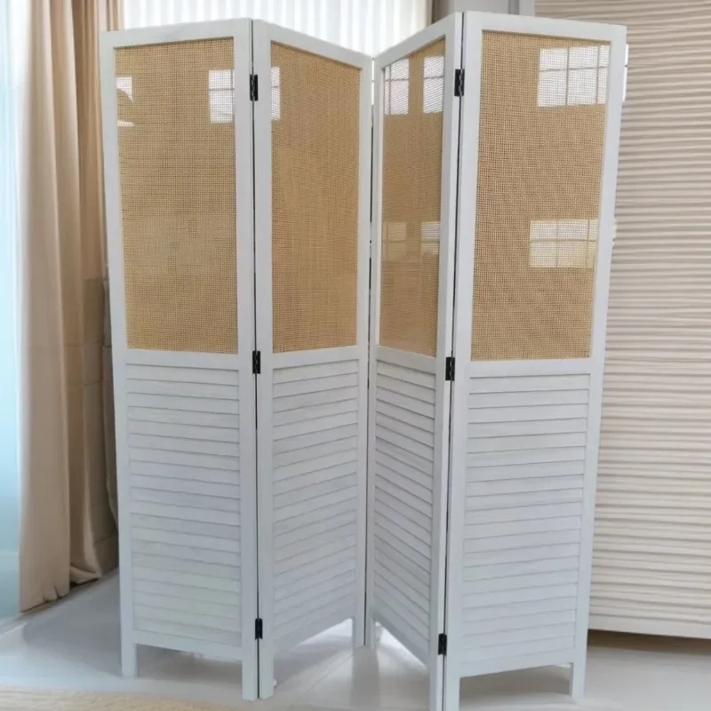 Office mobile screen, wooden louver screen old decoration folding, partition fashion living room clothing store folding screen