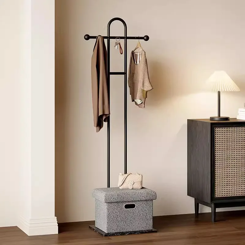 

Light luxury storage box entrance coat rack floor-to-ceiling bedroom household cream style Nordic storage against the wall