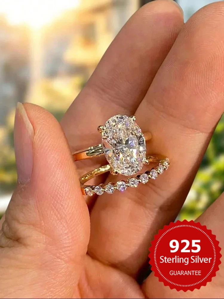 

Стерлингового Серебра 925, модное простое овальное кольцо с цирконом, штабелируемое кольцо для женщин, юбилей, свадьба, роскошные ювелирные изделия высокого качества