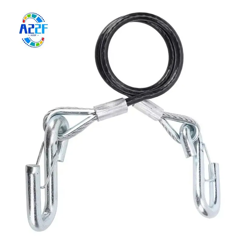 A22F-3500Lbs Load Capacity Trailer Safety Cable With 2 Hook Galvanized Iron High Strength For RV