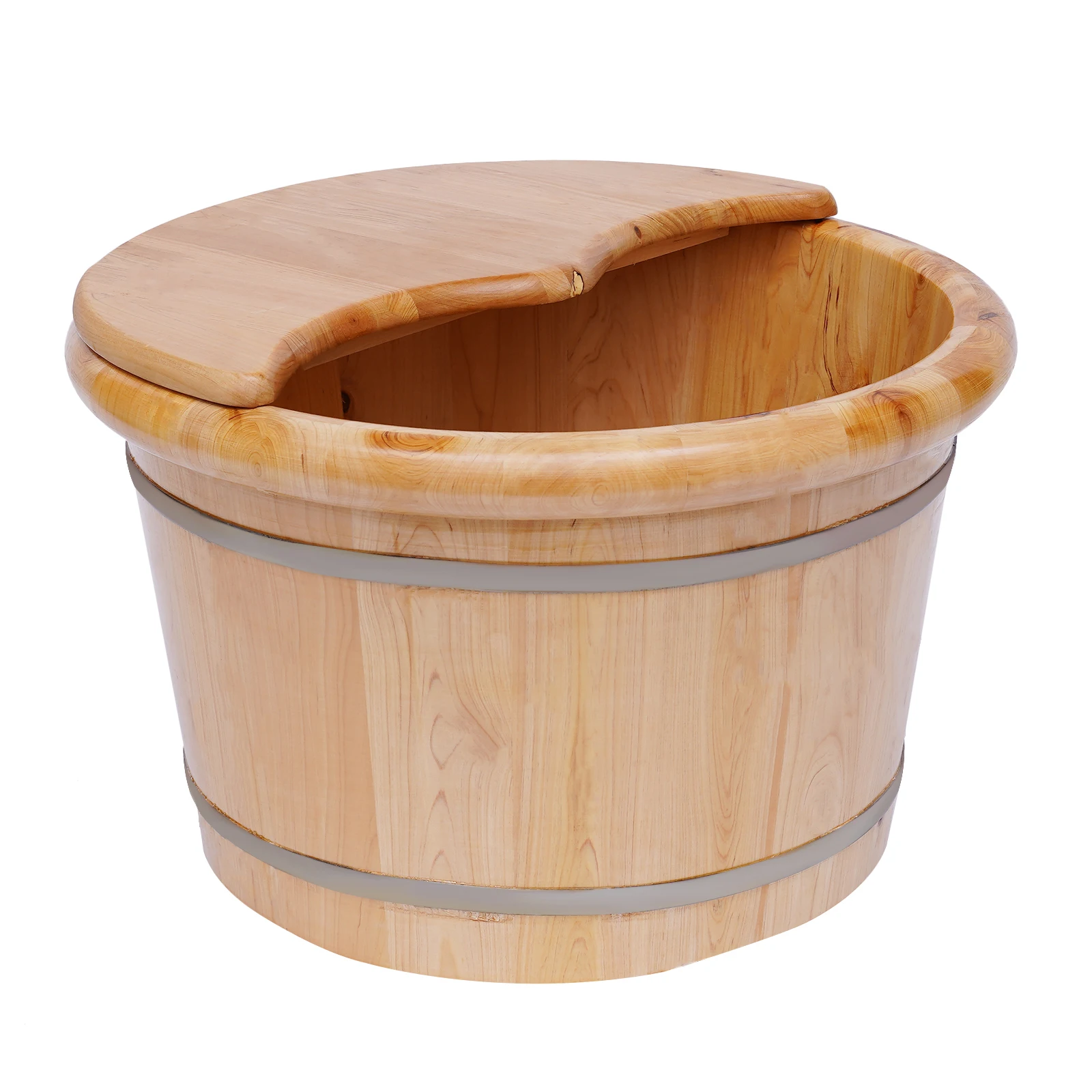 Foot Basin Wooden Bucket Foot Bath Massage Plus Cover Plate and Massage