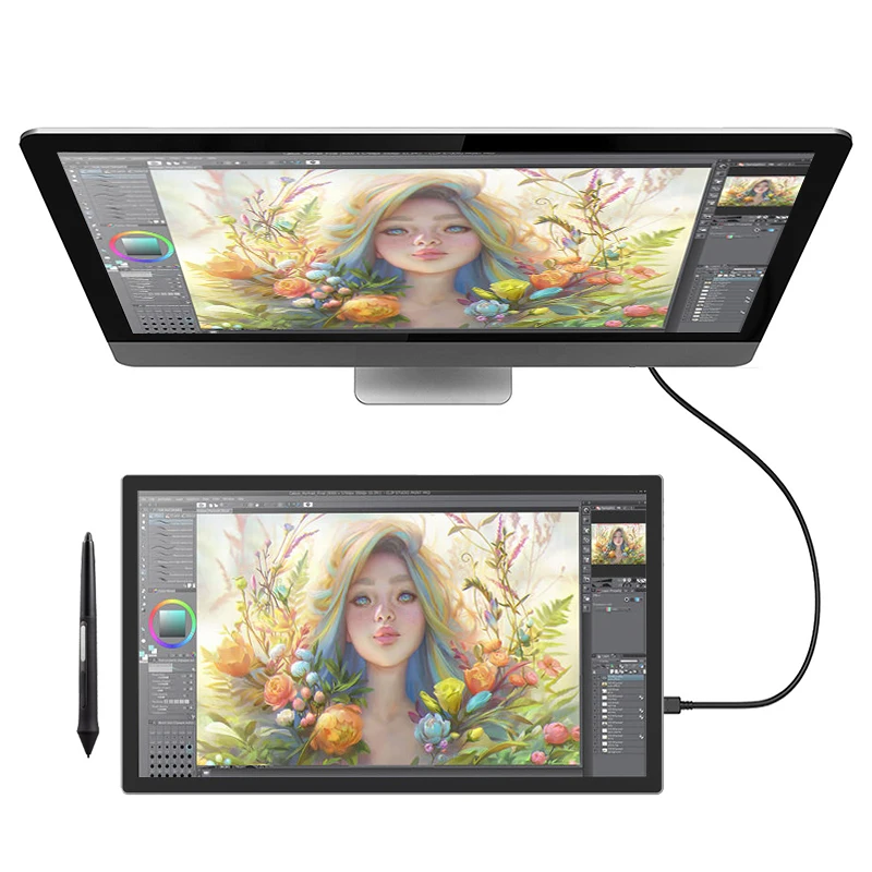 

New Plus Full Featured Type-C Supported 21.5 Inch IPS LCD Full HD 8192 Pressure Levels Pen Display Digital Graphic Drawing