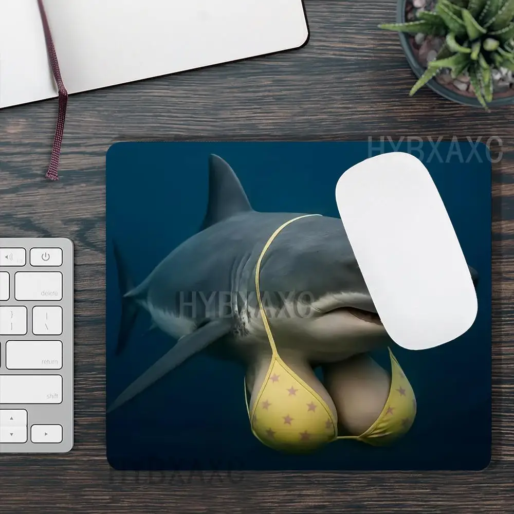 

HYBXAXC Funny shark bikini design Small Mouse Pad Desk Pad Desktop Computer Keyboard Wireless Mouse Boy Girl Gift for Play games