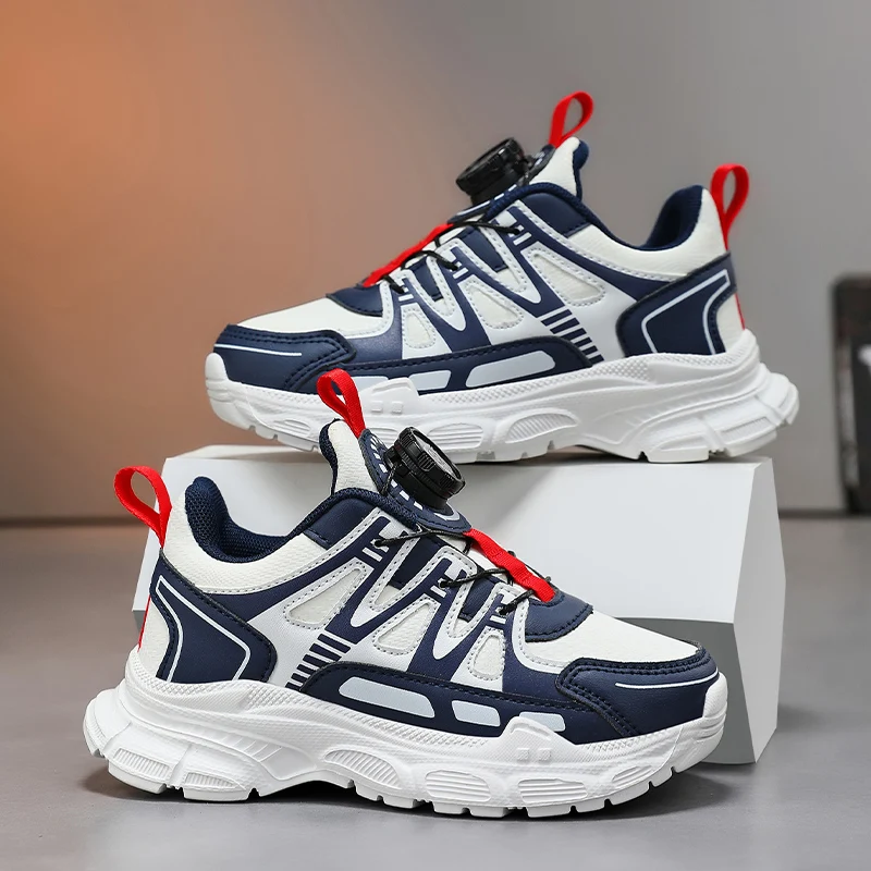 Kids Boys Chunky Sneakers Breathable Mesh Non Slip Thick Cushion Sole Luxury Athletic Running Children Shoes for School Outdoor