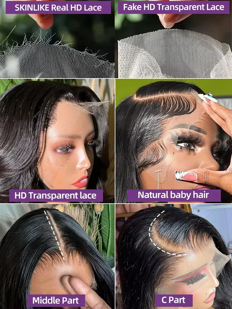 30 40 дюймов 13x6 HD Кружевные фронтальные парики Человеческие волосы Объемная волна 13x4 Передняя волна 6x6 Бесклеевые парики Прозрачная застежка для женщин