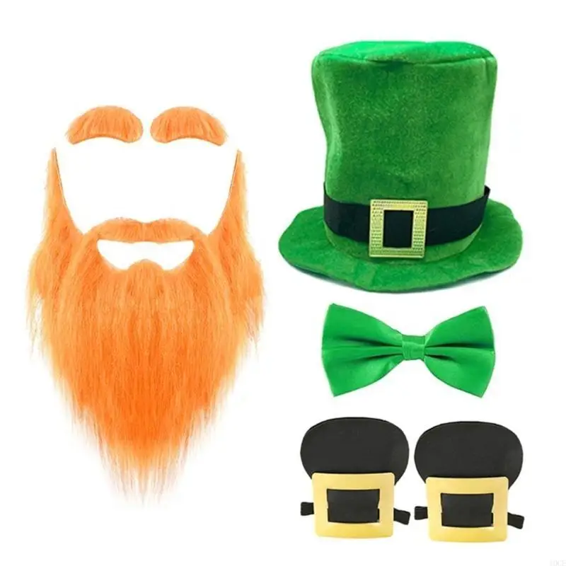 StPatrick Day Green Caps Bowtie Festival Costume Irish National Day Party Supply 