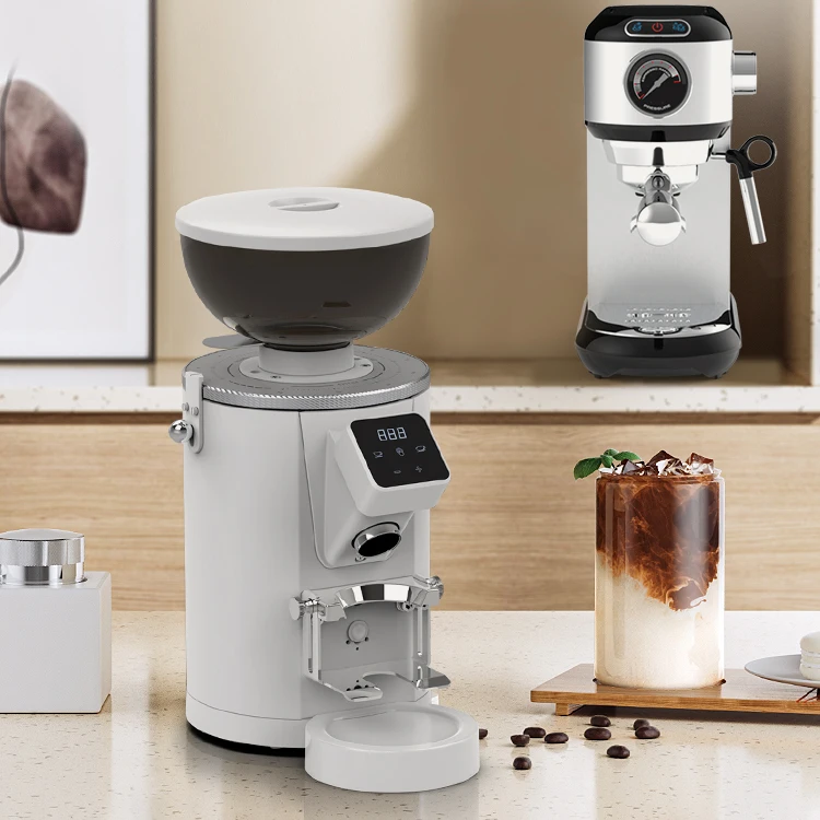 Macinacaffè Elettrico Commerciale Intelligente con Macine in Acciaio Inox per Uso in Auto e All'Aperto
