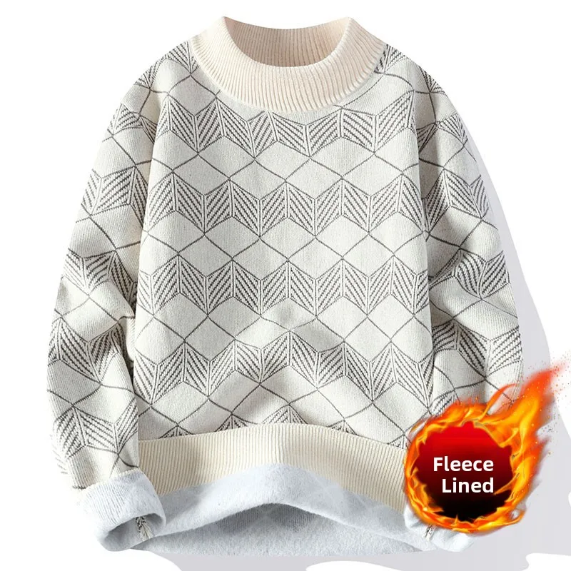 

Утепленный цельный вязаный свитер-флис для молодежи: теплый базовый слой для студентов, модный осенне-зимний вариант в корейском стиле