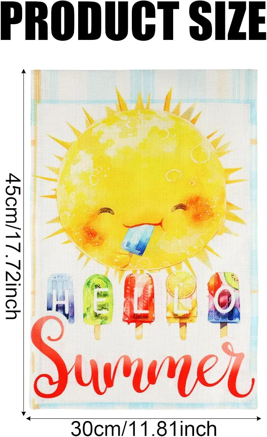 Summer Garden Flag, 12x18 Inch Double Sided Hello Summer Garden Flag Ice Cream Sunshine Colorful Summer Yard Flag Banner for Far