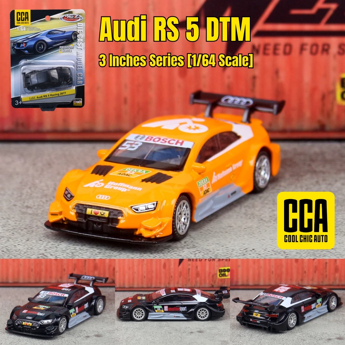 

1/64 Audi RS5 DTM Race Miniature Model CCA MSZ 3" Zinc Alloy Toy Car Vehicle Free Wheels Diecast Metal Collection Gift For Kids