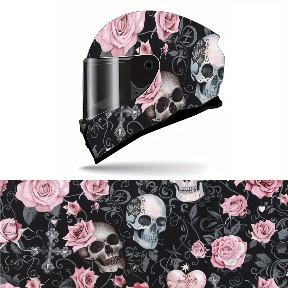 

Soft Charming Pink Rose Bone PVC Motorcycle Helmet Vinyl Wrap, Self-Adhesive Waterproof Sticker, Anti-Scratch Decorative Film fo