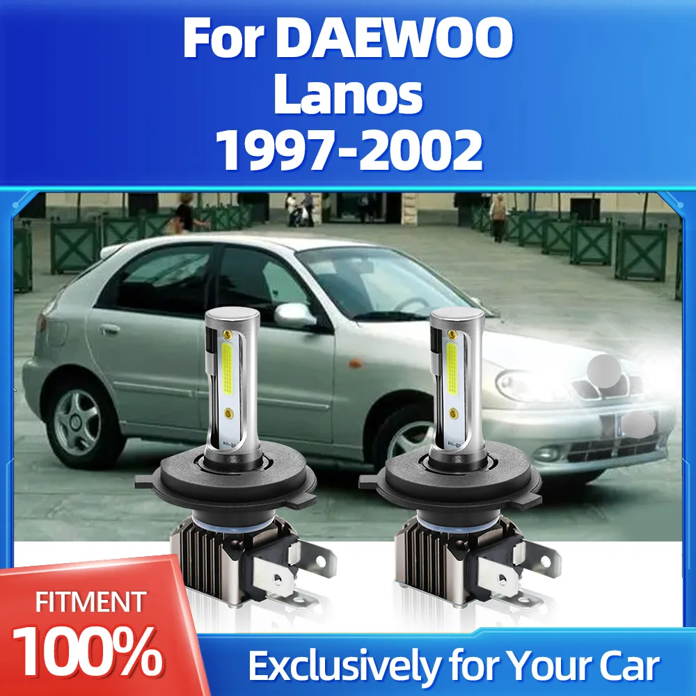 2Pcs 18000LM H4 LED Car Headlight 6000K Auto Light Bulbs 60W DOB Chips 12V For DAEWOO Lanos 1997 1998 1999 2000 2001 2002