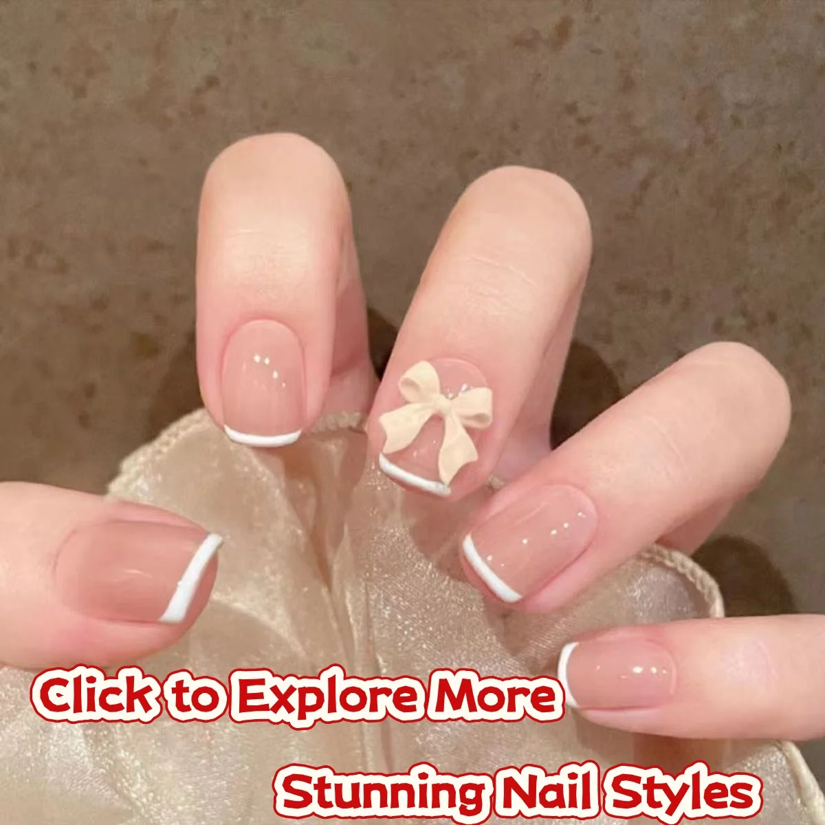 24Pcs French Pink Press on Nails Short Square Head Fake Nails with bowknot Rhinestone Design Wearable Finished False Nail Tips