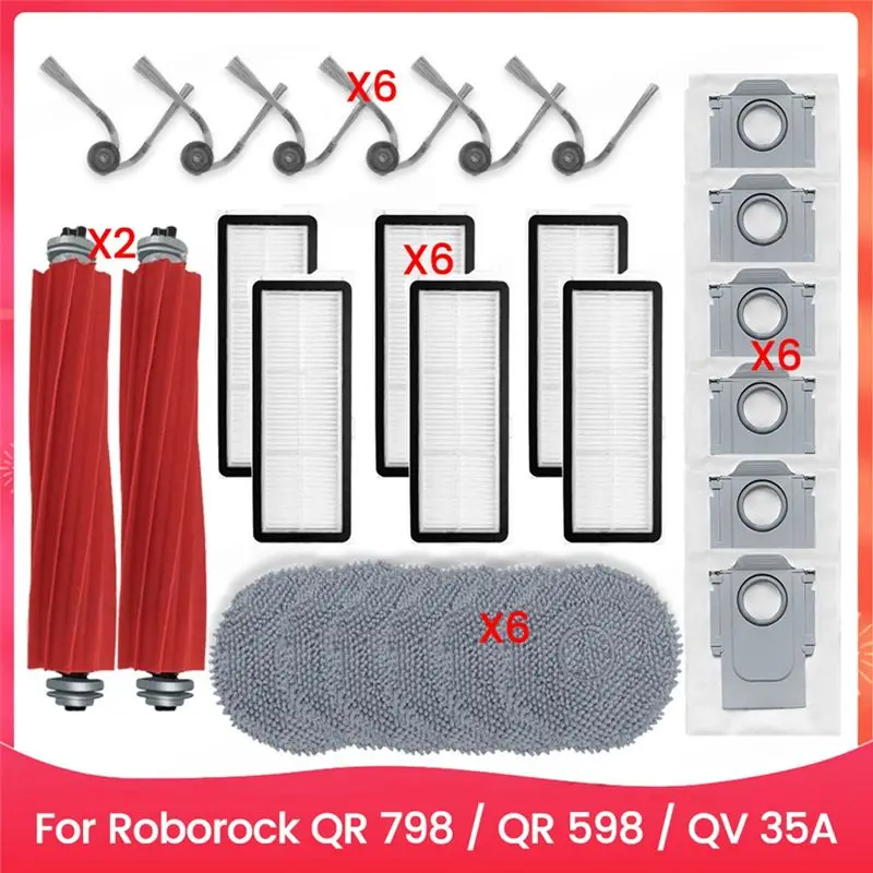 

Комплект аксессуаров A20F для Roborock QR 798 / QR 598 / QV 35A: основная роликовая щетка, боковая щетка, HEPA-фильтр, салфетка для уборки, мешки для сбора пыли.