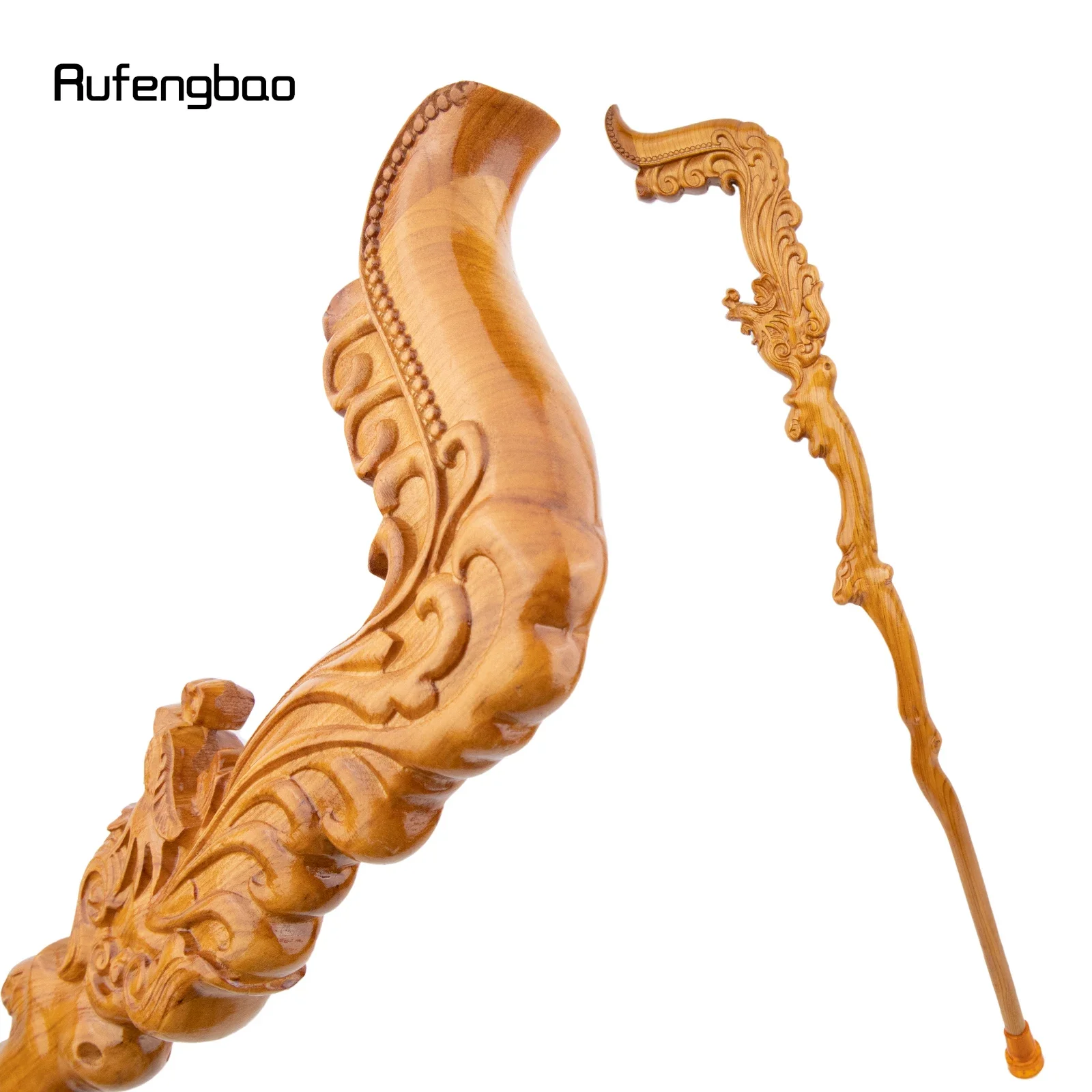 Fiore giallo Fenice in legno Giunto singolo Bastone di legno di moda Decorativo Cospaly Canna Halloween Stampella Bacchetta Crosier 95 cm