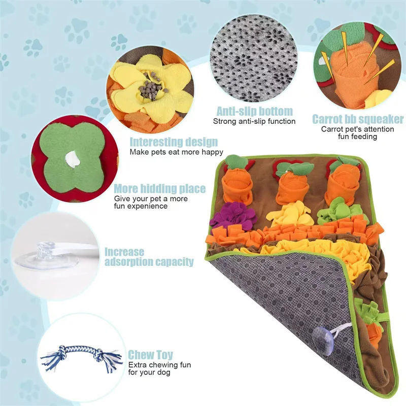 Pet Snuffle Feeding Mat for Large Medium Dog Sniffing Training Game Blanket Puppy Stress Relief Bite Resistant Slow Food Mats