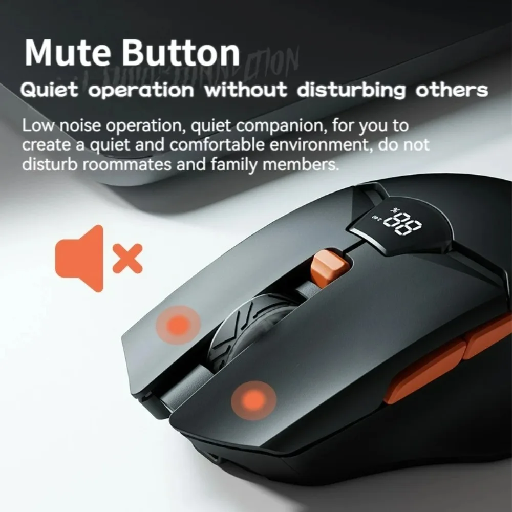 Mouse wireless Bluetooth dual-mode 2.4G con display a LED Mouse silenzioso ricaricabile per giochi da ufficio e computer desktop