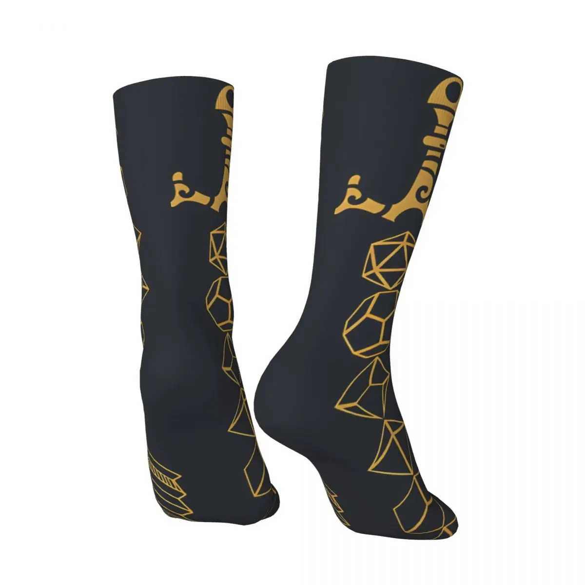 Polyhedral Dice Set Sword And Arrow Tabletop RPG Gaming Men's Socks Retro Harajuku Dungeons Street Style  Crew Sock