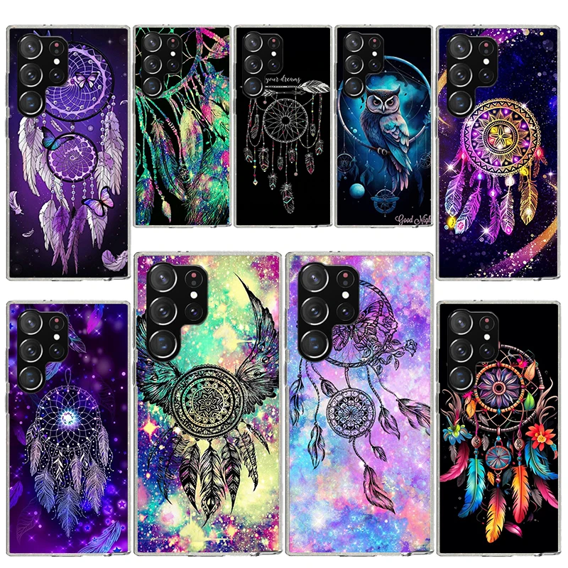 Retro Feather Dreamcatcher Soft Silicone Phone Case For Samsung Galaxy S24 S23 S22 Ultra S21 S20 FE S10 Plus S10E S9 S8 + Cover