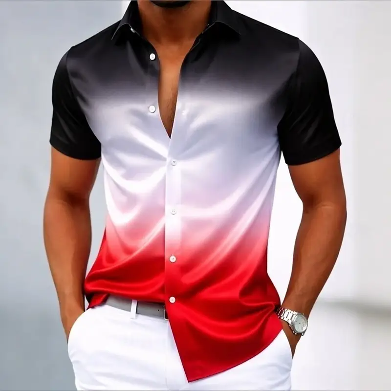 Men's Gradient Color Shirt Designer Casual Wear, Soft and Comfortable Autumn and Winter Fashion Casual Daily Holiday Summer and - Image 5