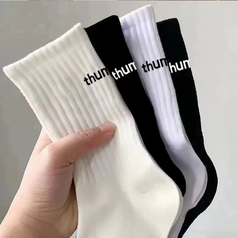 5/10 Pairs Men Women Letter Printed Mid Tube Socks Sweat Absorbing Breathable Soft Comfortable All Seasons Couple Casual Socks