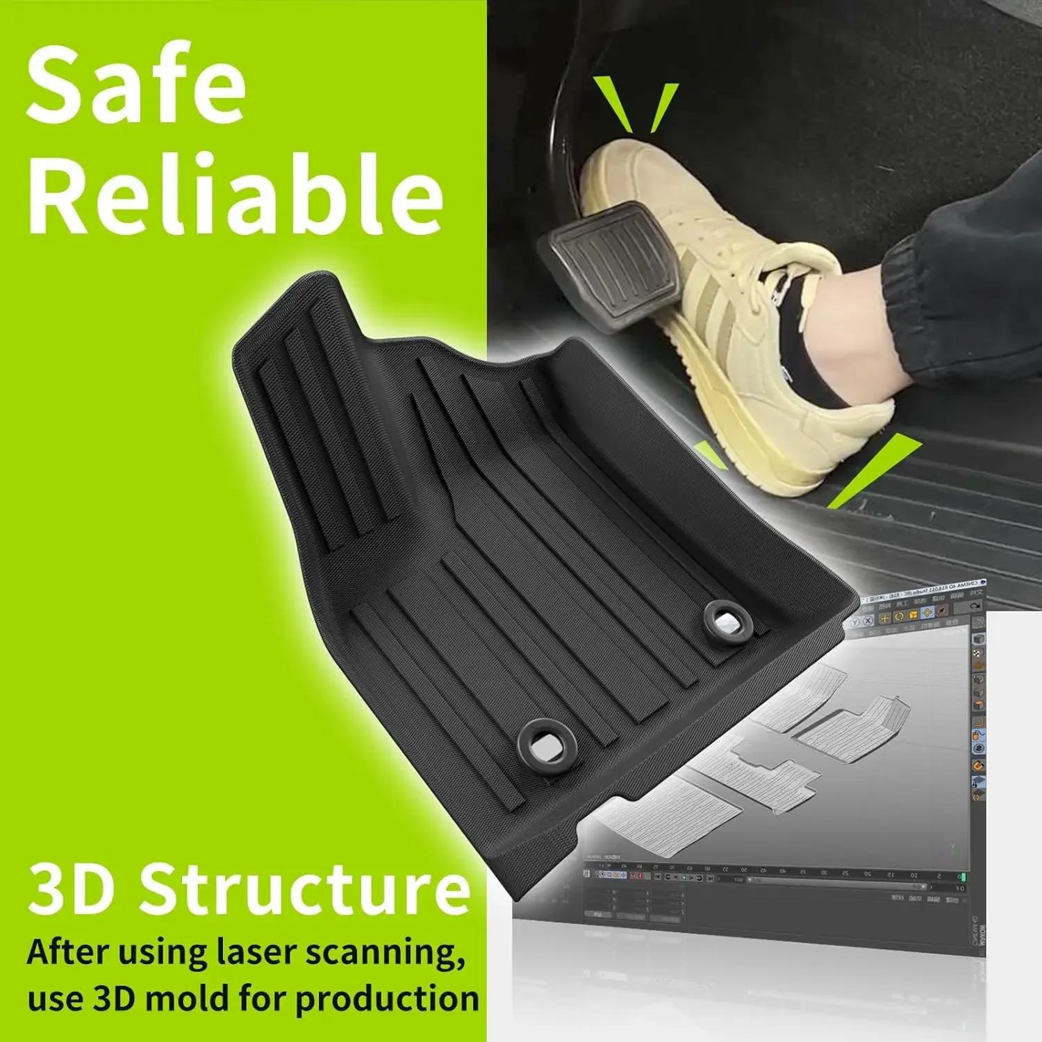 الحصير وبطانة البضائع مناسبة لتويوتا لاند كروزر J300 7 مقاعد LC300 2021-2023 بطانات الأرضية ملحقات حصيرة البضائع TPE جميع الأحوال الجوية