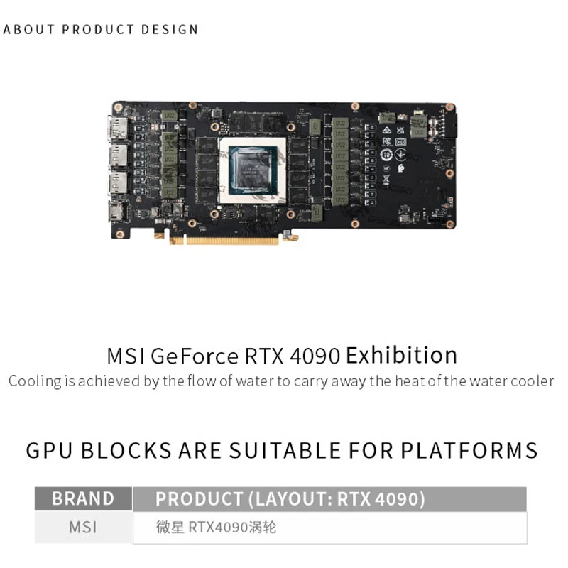 Bykski GPU Block for MSI RTX 4090 Turbo Graphics Card Water Cooling/ AI Intelligence Deep Learning Copper Radiator N-MS4090-X