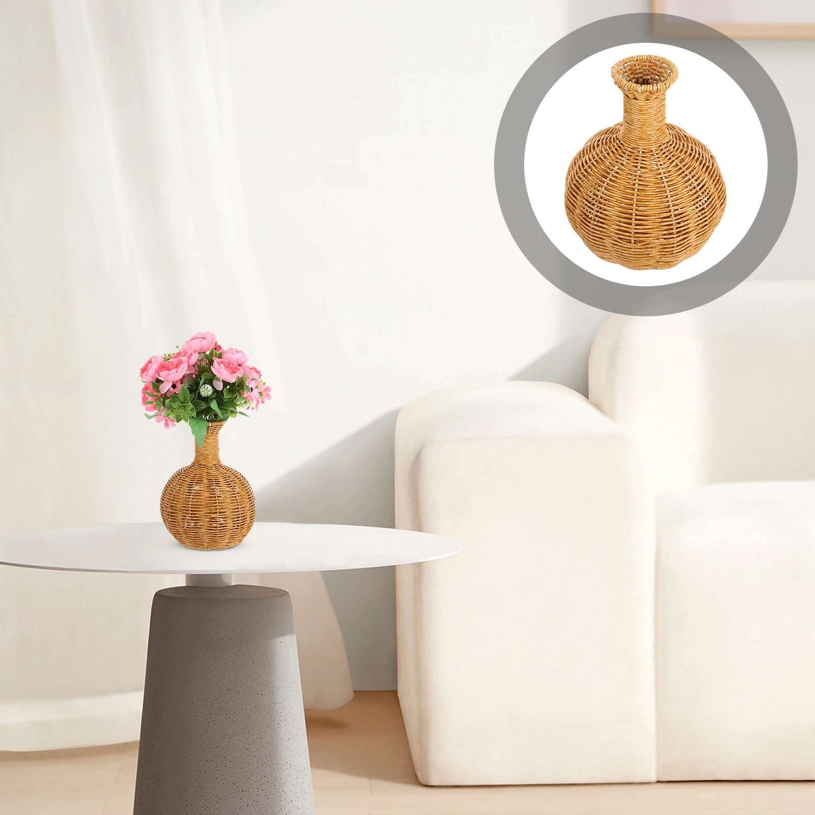 

Braided Vase Decorative Flower Decorate Basket Container Iron Aesthetic Arrangement