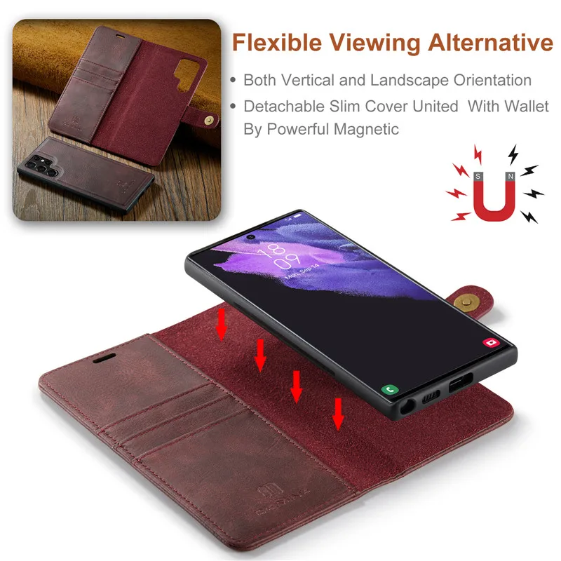 S21 S20 FE S22 S23 5G Detachable Leather Wallet Case For Samsung Galaxy S23 Ultra Note 10 S20 S 20 S22 S21 S9 Plus S10E Cover