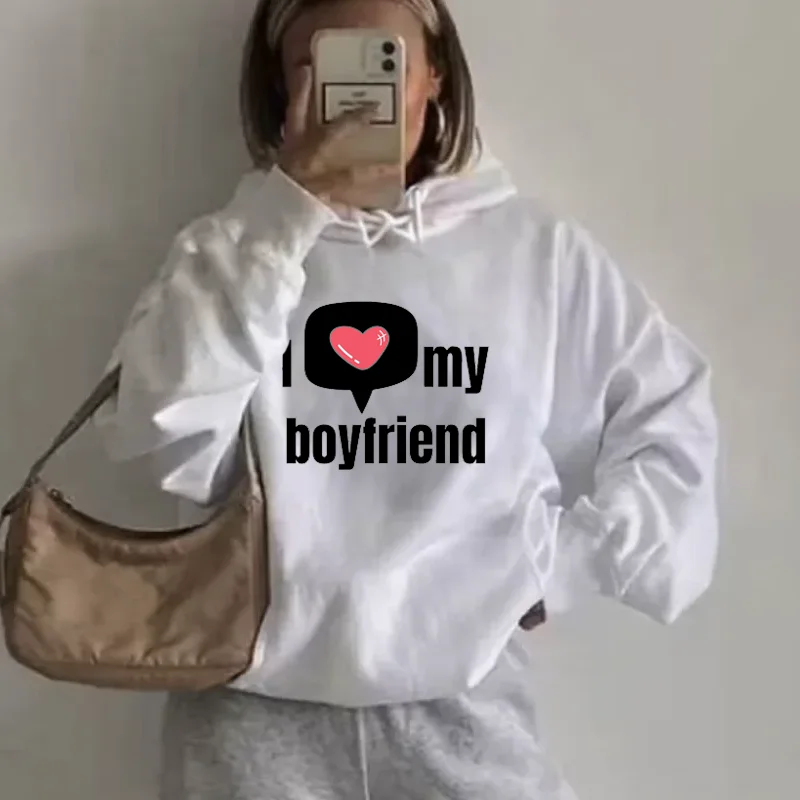 

Kawaii Printed Y2k Hoodie I Love Boyfriend Sweatshirt Women Men Hooded Pullover Streetwear Autumn Winter Vintage Hoodies Punk