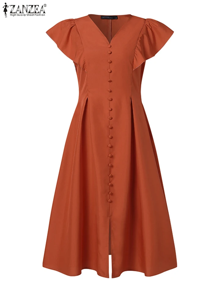 zanzea women o neck short sleeve dress ZANZEA Women O-Neck Short Sleeve Pleated Party Kaftan Long Dress Summer  Casual Loose Sundress